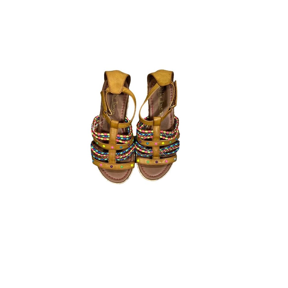 NWOT Girls Hot Tomato Neon Strappy Sandals Size 1M